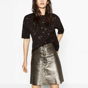 Zara metallic leather skirt